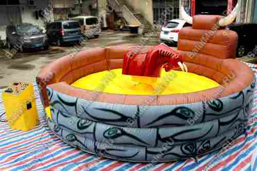 Надувной аттракцион Бык Родео, бык+батут, красный, 5*5*2,5м