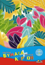 Картон цв А4 (8л 8цв)+бумага цв (16л 8цв) "Разноцветный лес" в папке (Апплика)