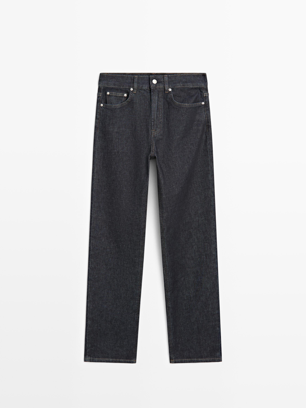 Massimo Dutti Джинсы прямого кроя с высокой талией, темно-синий