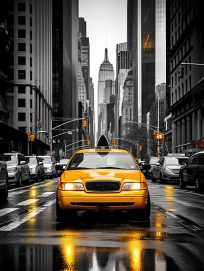 Алмазная мозаика 30х40см. "Жёлтое такси" с полн.заполнен.без подрам.(30цв) (Арт.НД-6316)