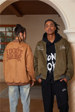 Бомбер DONSMOKE "Bat Logo" Suede Varsity Jacket