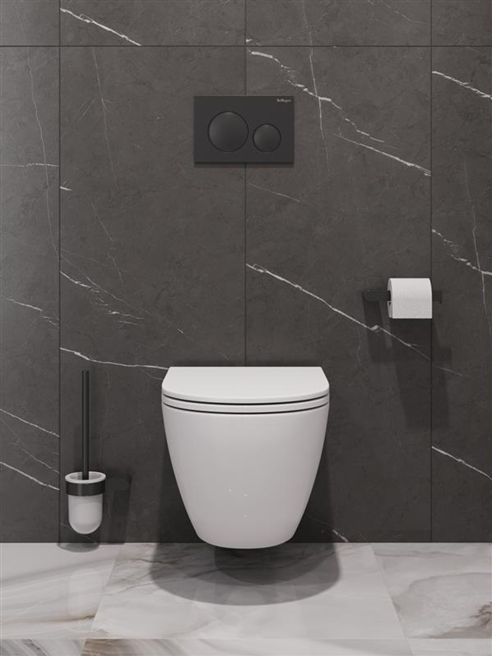 Унитаз подвесной BelBagno COMPATTO BB003CH-TOR/SC безободковый с сиденьем и смывом TORNADO