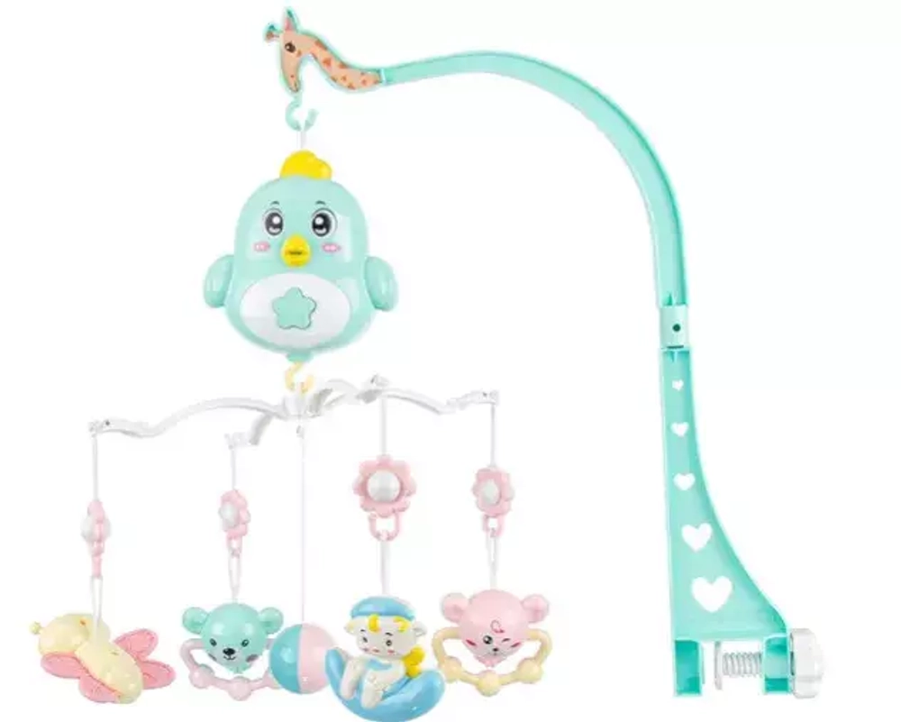 107264/Музыкальная карусель "Elefantino" на батарейках, 19 мелодий, проектор, ночник, съемн. игрушки