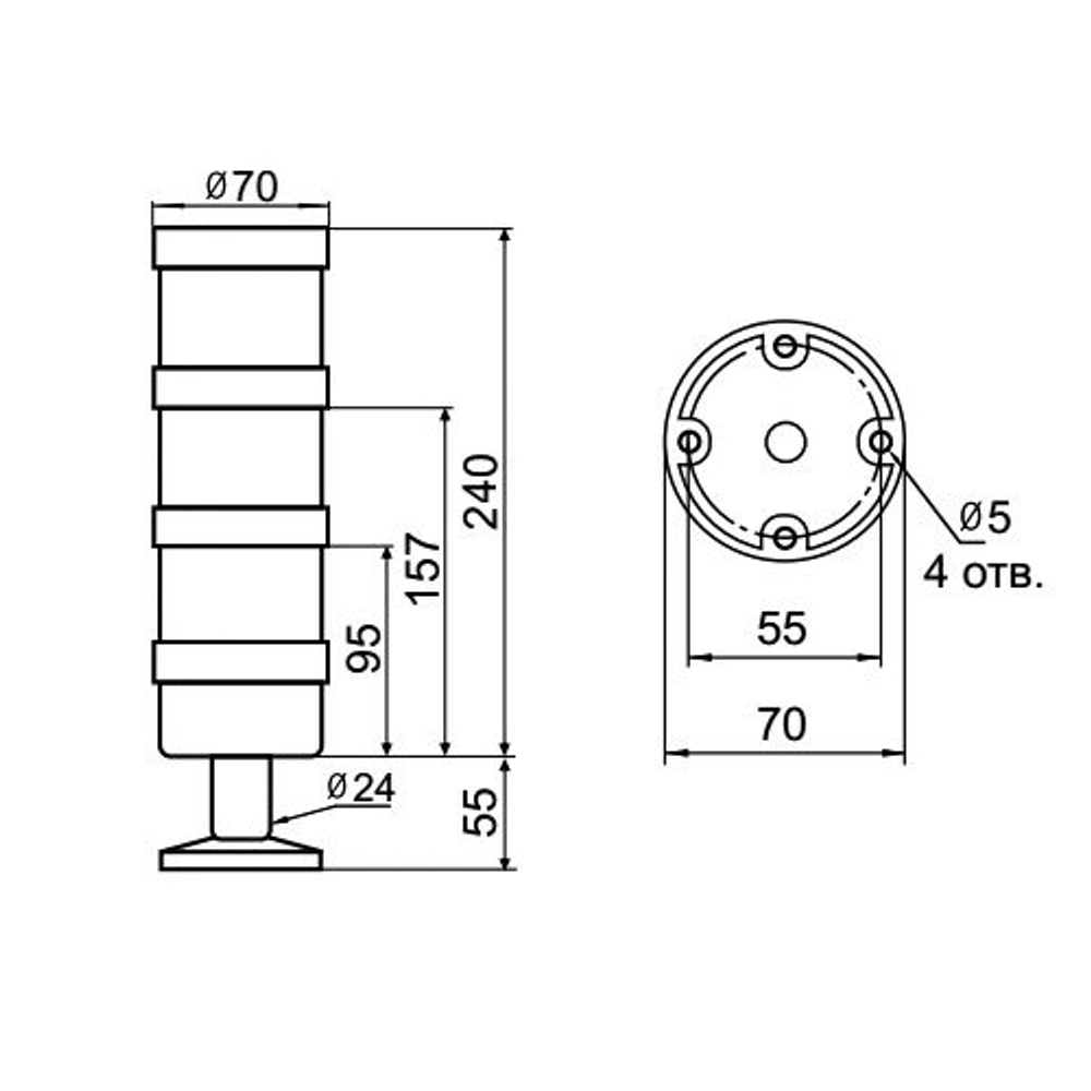 Светосигнальная колонна INNOCONT TL70-220-RGW-55
