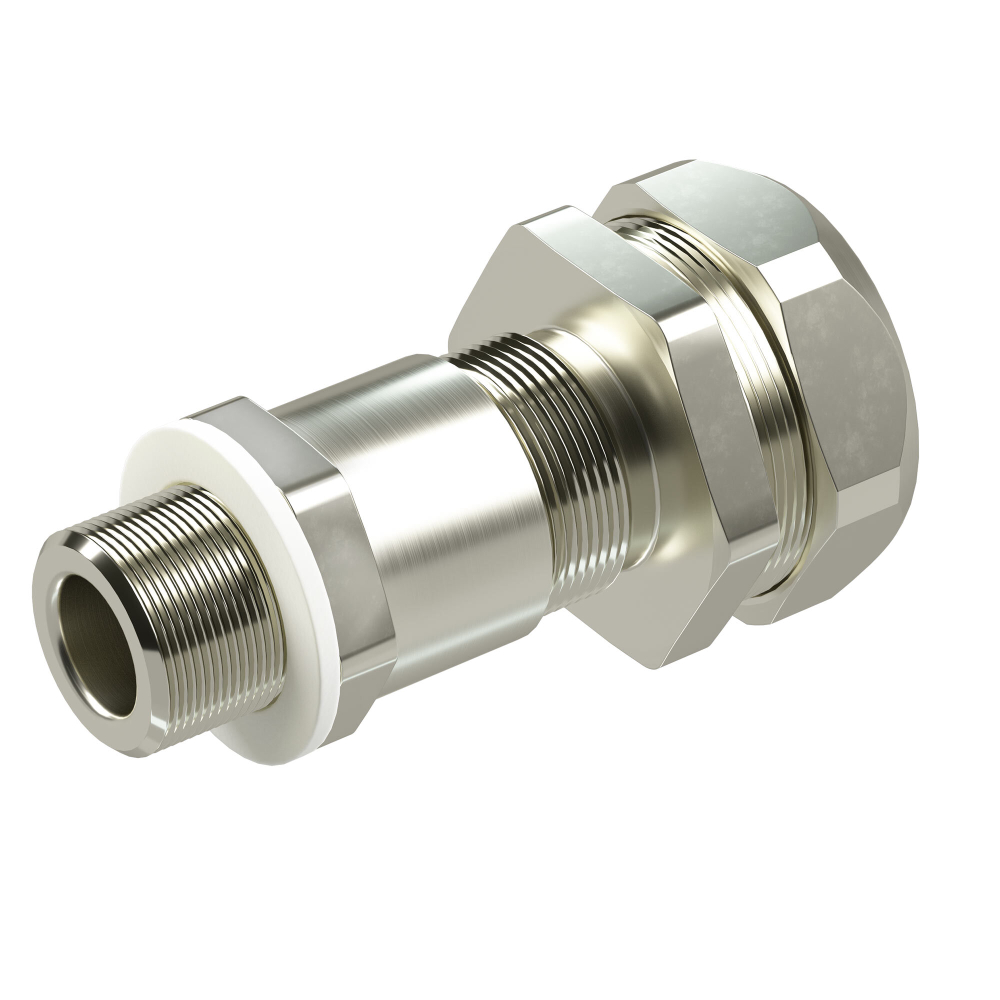 Взрывозащищенный кабельный ввод серии КАЕРМ для бронированного инебронированного кабеля в металлорукаве COSMEC Dn:20 М20х1,5 d:5,8-12мм.Никелированнаялатунь IP66/IP68