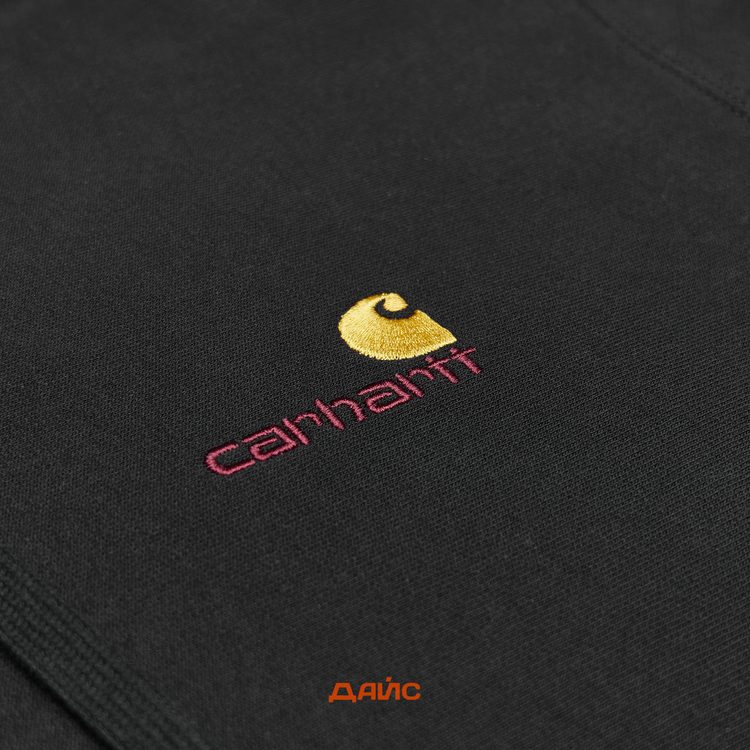 Толстовка мужская Carhartt WIP Hooded American Script артикул:I028279_black - купить в магазине Дайс