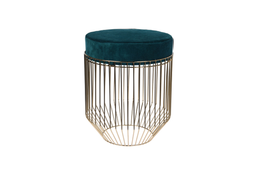 Банкетка Garda Decor велюровая темно-зеленая на металлическом каркасе