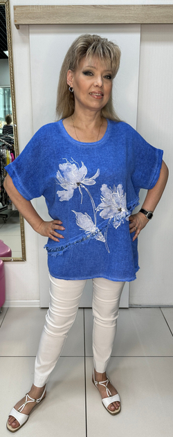 Итальянская туника с пайетками и белыми цветочками