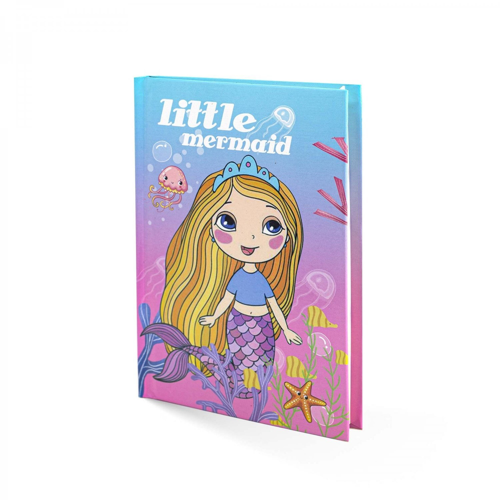 Блокнот в футляре, 14,5 см * 20,5 см, 7БЦ, Alingar, ламинация, замочек, вн.блок с дизайном, в линию, 45 л., "Русалочка в короне"