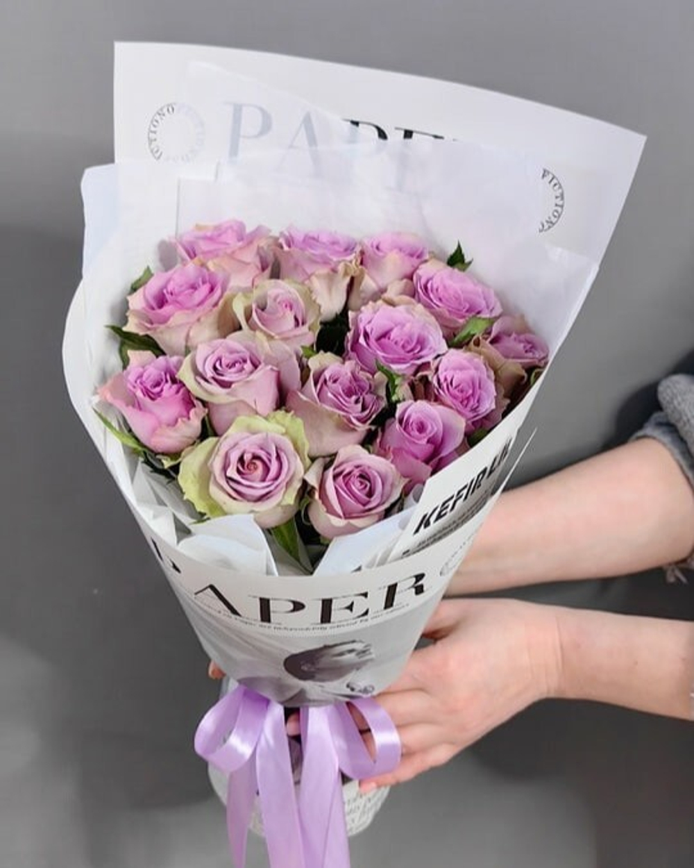 Букет из 15 сиреневых роз (Кения 40 см)