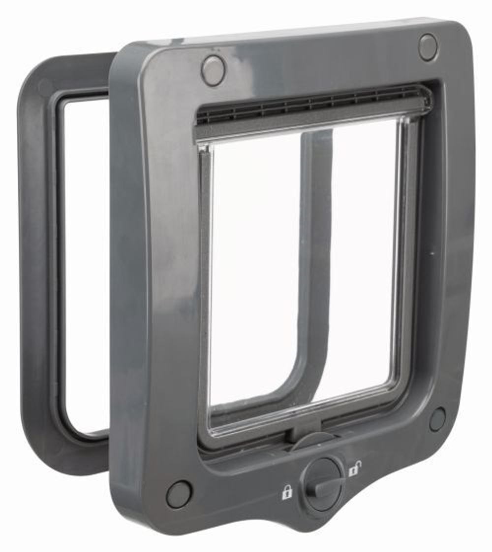 Дверца Trixie Flap Door 2-Way, для кошек и мелких собак, серая, пластик, 20x22 см