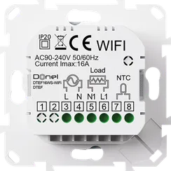 Donel Термостат с датчиком пола с Wi-Fi, программируемый через приложение, 55*55 мм. белое стекло.