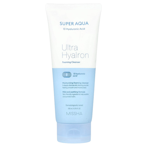 Missha, Super Aqua Ultra Hyalon, очищающая пенка, 200 мл (6,76 жидк. унции)