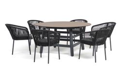 "Рио" обеденная группа на 6 персон, стол HPL "дуб", цвет темно-серый