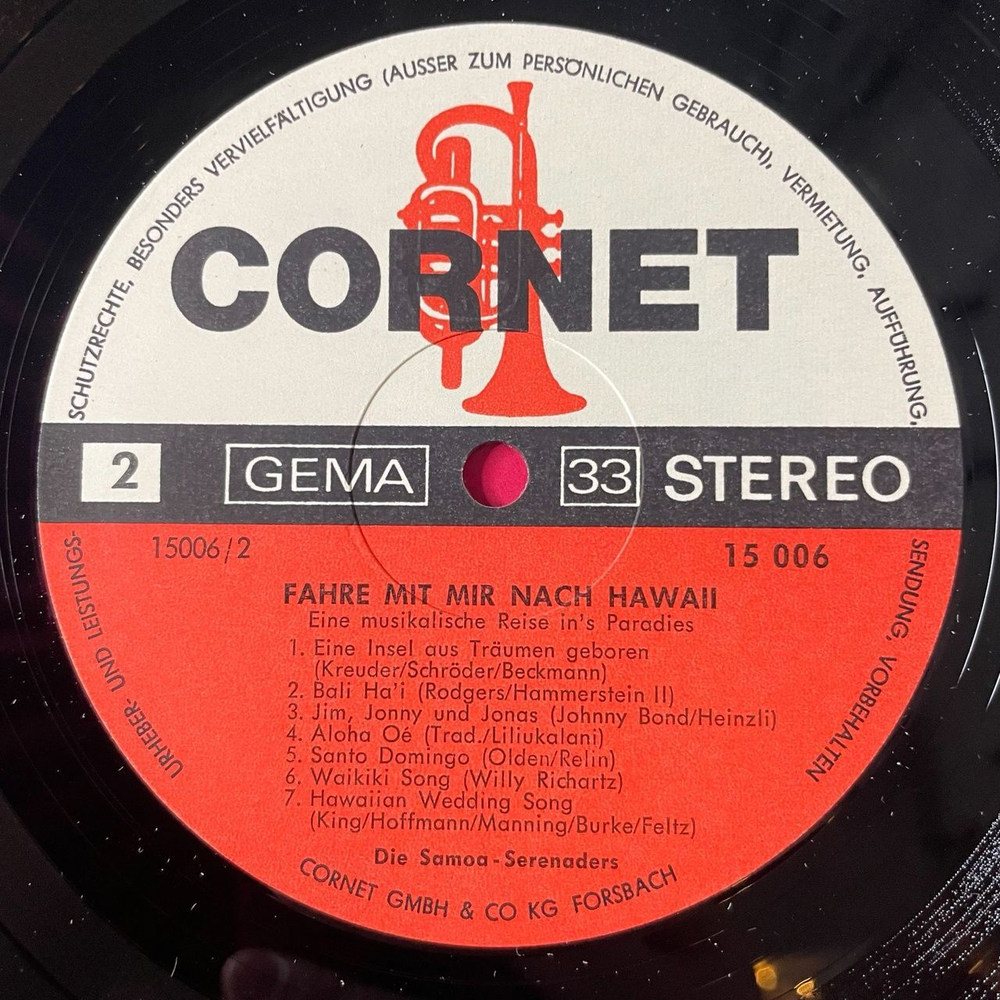 Винтажная виниловая пластинка LP Die Samoa Serenaders Fahre Mit Mir Nach Hawaii (Eine Musikalische Reise In's Paradies) (Germany 1966)