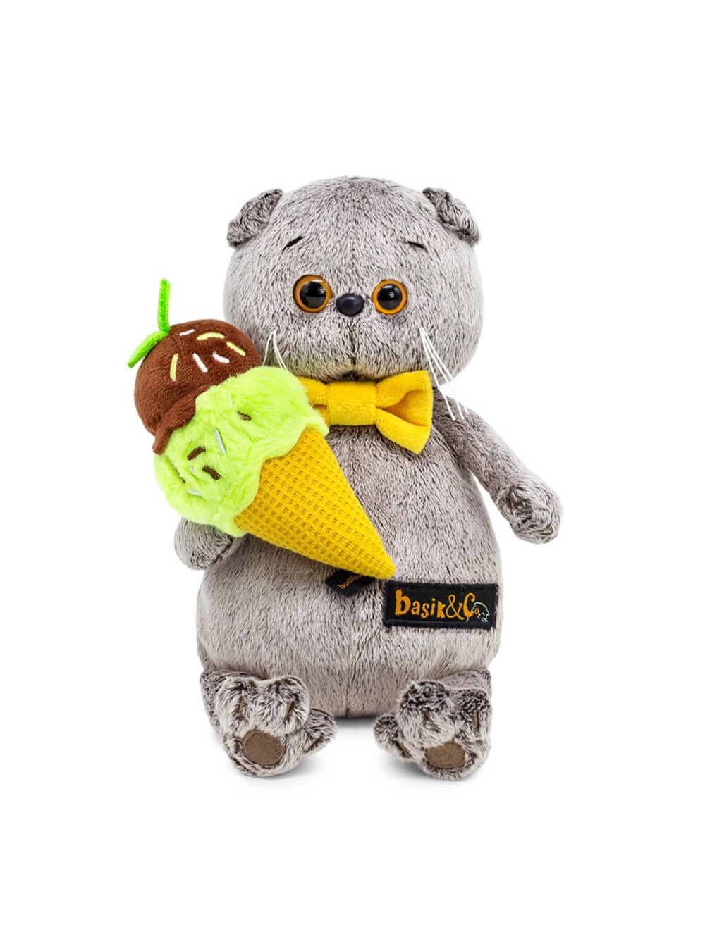 Мягкая игрушка Кот Басик с мороженым 19 см Ksm19-005
