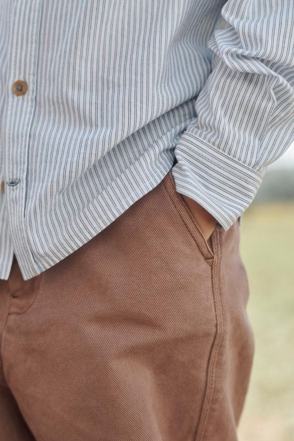 ZARA РУБАШКА С КАРМАНАМИ, СИНИЙ/БЕЛЫЙ