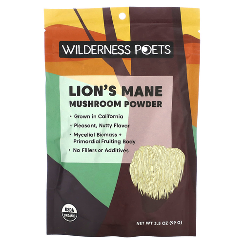 Wilderness Poets, порошок из органического ежовика гребенчатого, 99 г (3,5 унции)