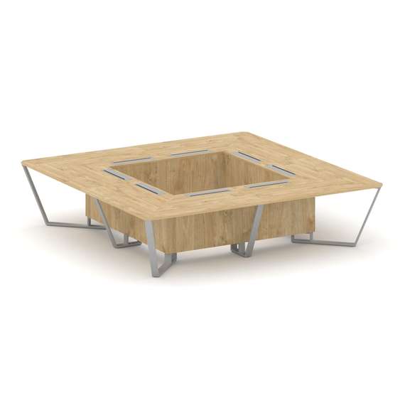 Steel Meet Стол переговорный квадратный KDK-PR.B.SP-16K Тиквуд Светлый/Металл Серый 3200*3200*750