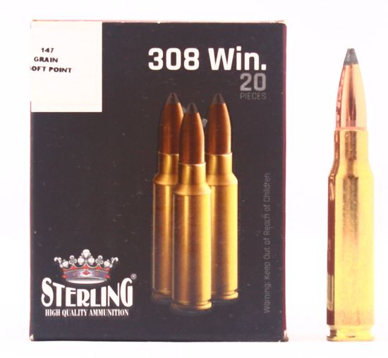 Патрон Sterling .308 Win.  9,52 гр. 147 gr. SP (Турция)