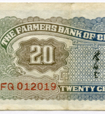 Банкнота Китай 20 центов 1937 год FQ 012019. VF (Фермерский банк Китая)