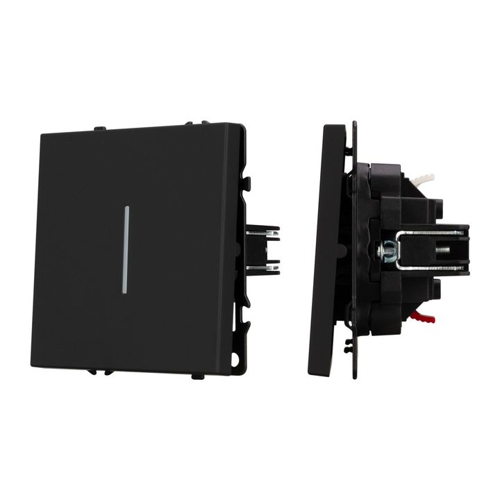 Механизм выключателя одноклавишный непроходной LED SWT-NOBE-MK01-SFPL-L-BK (230V, 10A) Arlight 054258