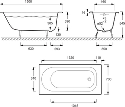 Ванна чугунная Jacob Delafon Soisson 150x70 E2941-00