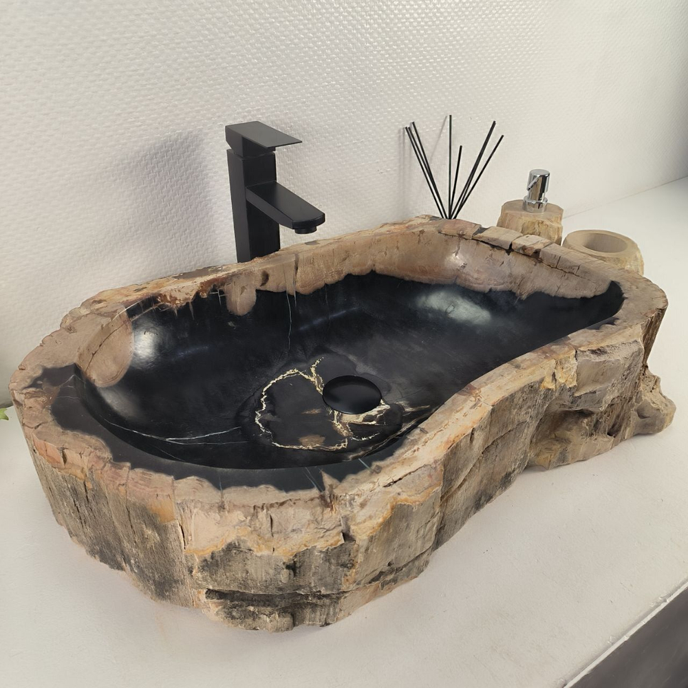 Каменная раковина из окаменелого дерева OD-04767 (63*42*16) 0181 из натурального камня