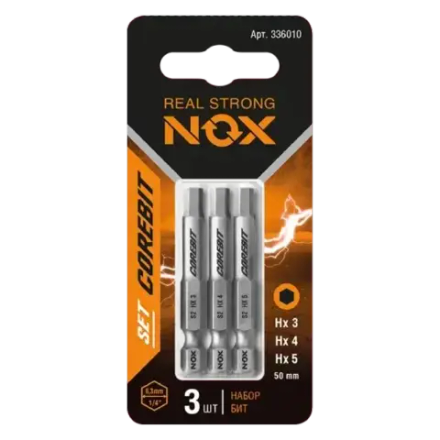 Набор бит HEX3,HEX4,HEX5х50мм, 3шт карта NOX COREBIT SET3 336010