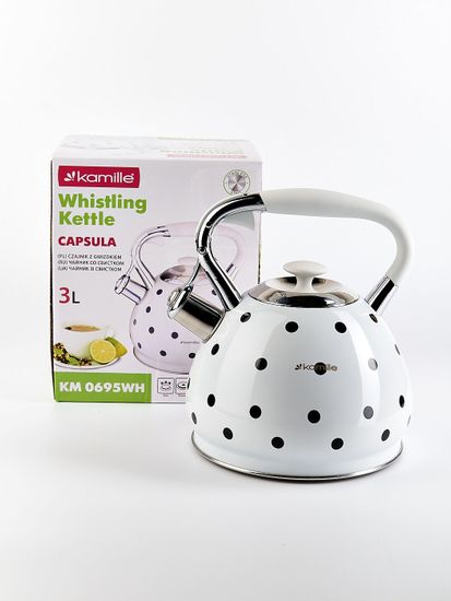 Чайник 3 л. из нержавеющей стали со свистком Kamille KM-0695 горох