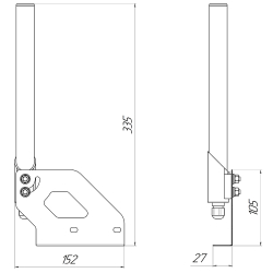 WiFi антенна 2,4ГГц KC6-2400T Чёрная