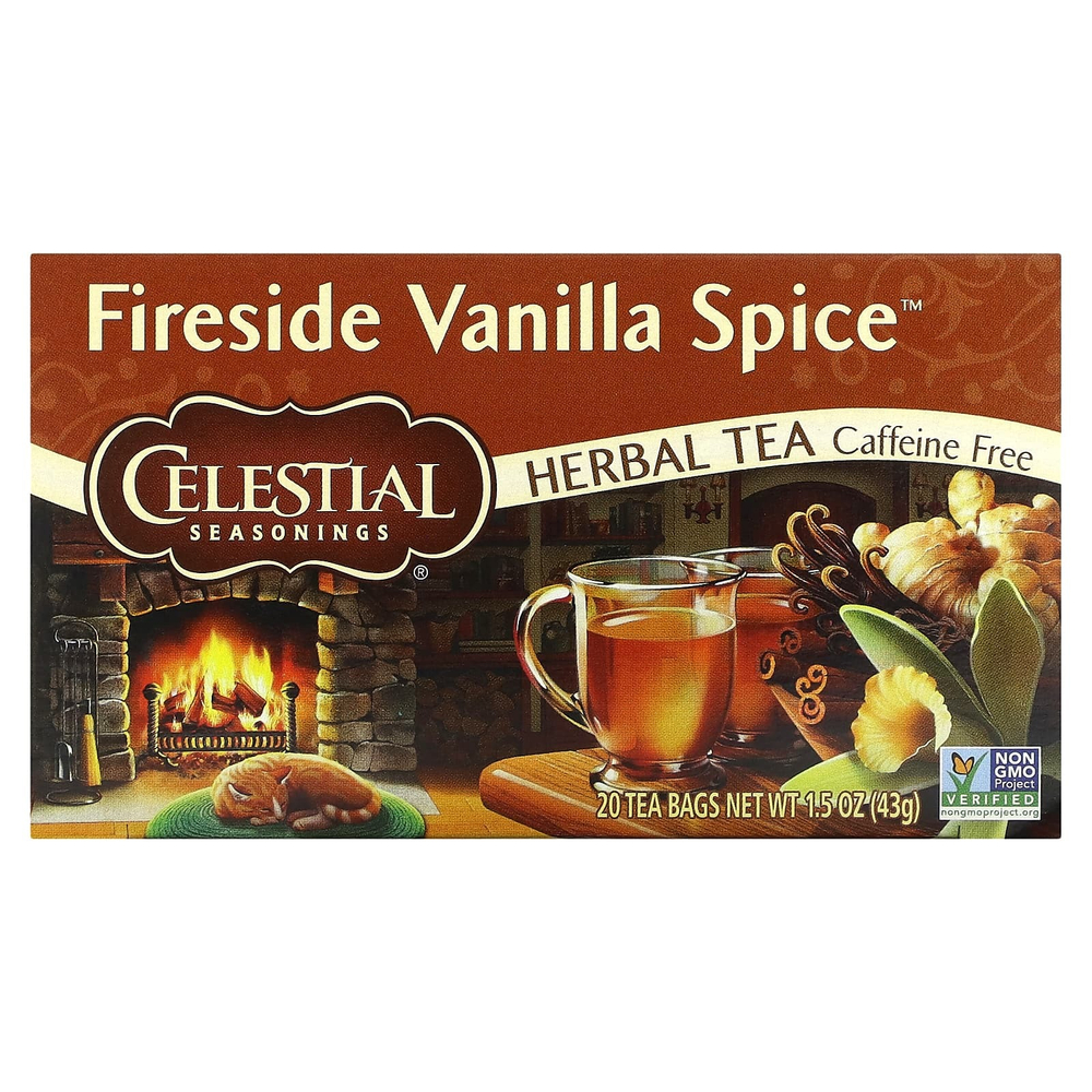 Celestial Seasonings, Herbal Tea, Fireside Vanilla Spice ™, без кофеина, 20 чайных пакетиков, 43 г (1,5 унции)