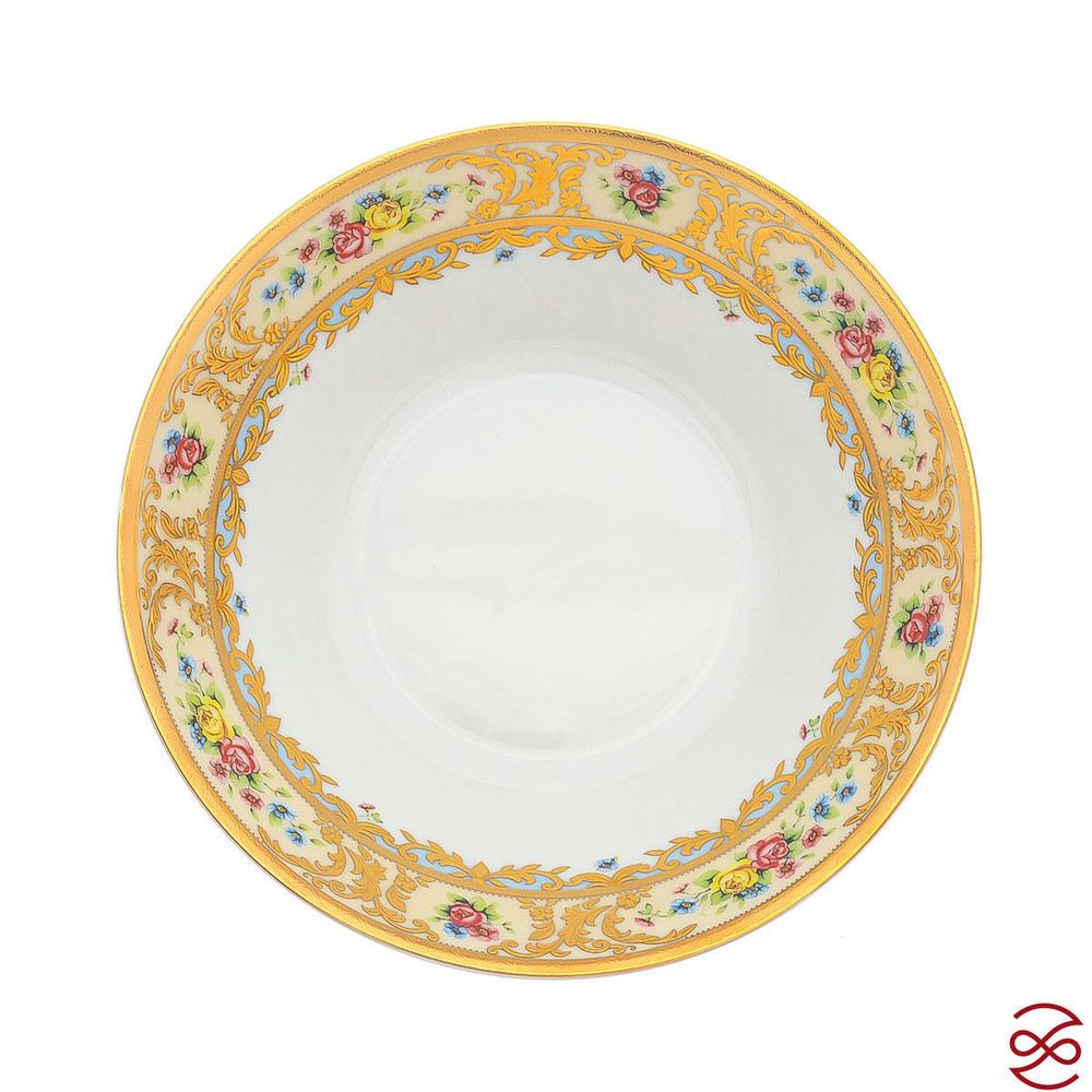 Фруктовница на ножке Falkenporzellan Vienna Creme Gold 24 см