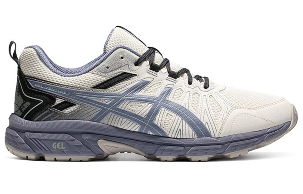 Asics Gel-Venture 7 mx comfortable lace-up mesh fabric synthetic leather shock absorption, wear-resistant and breathable low-top cross-country running shoes men's white and blue