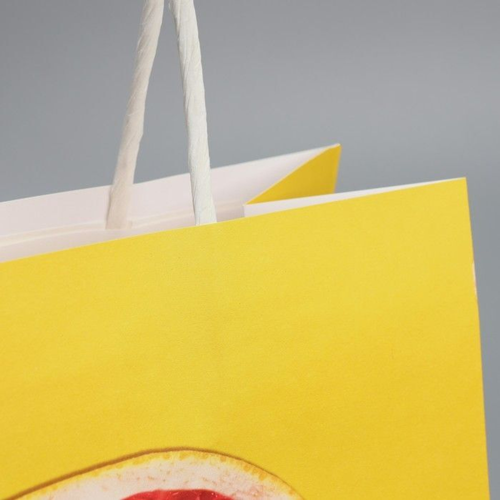 Подарочный крафтовый пакет «Сладость» - 22×22×11 см. (Цвет: желтый)