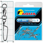 Карабин с вертлюгом для рыбалки AQUA SY-3807 №01 (упк. 8 шт.)