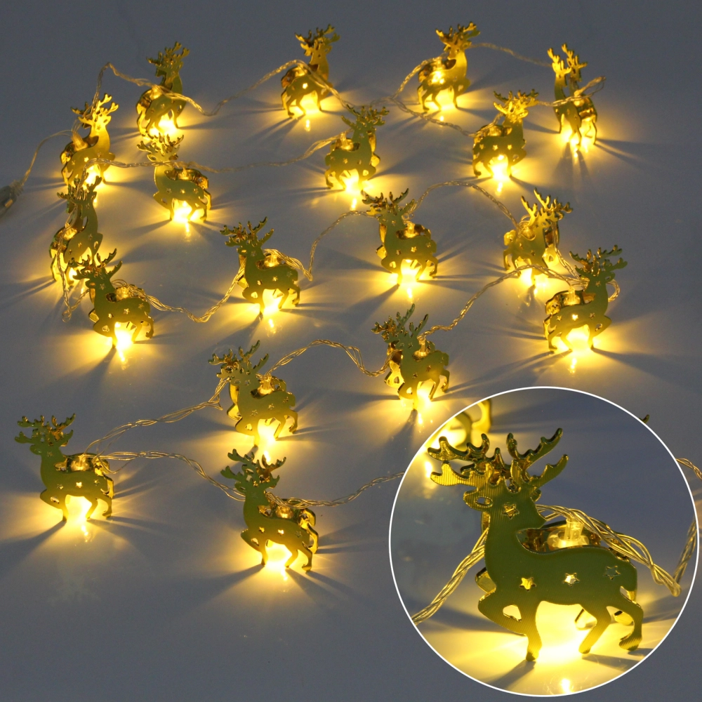 Гирлянда для дома «Золотой олень» 4м 20 ламп LED, 6*4 см прозр.пров.,1 реж, IP-20, Теплый белый (возможность соединения)