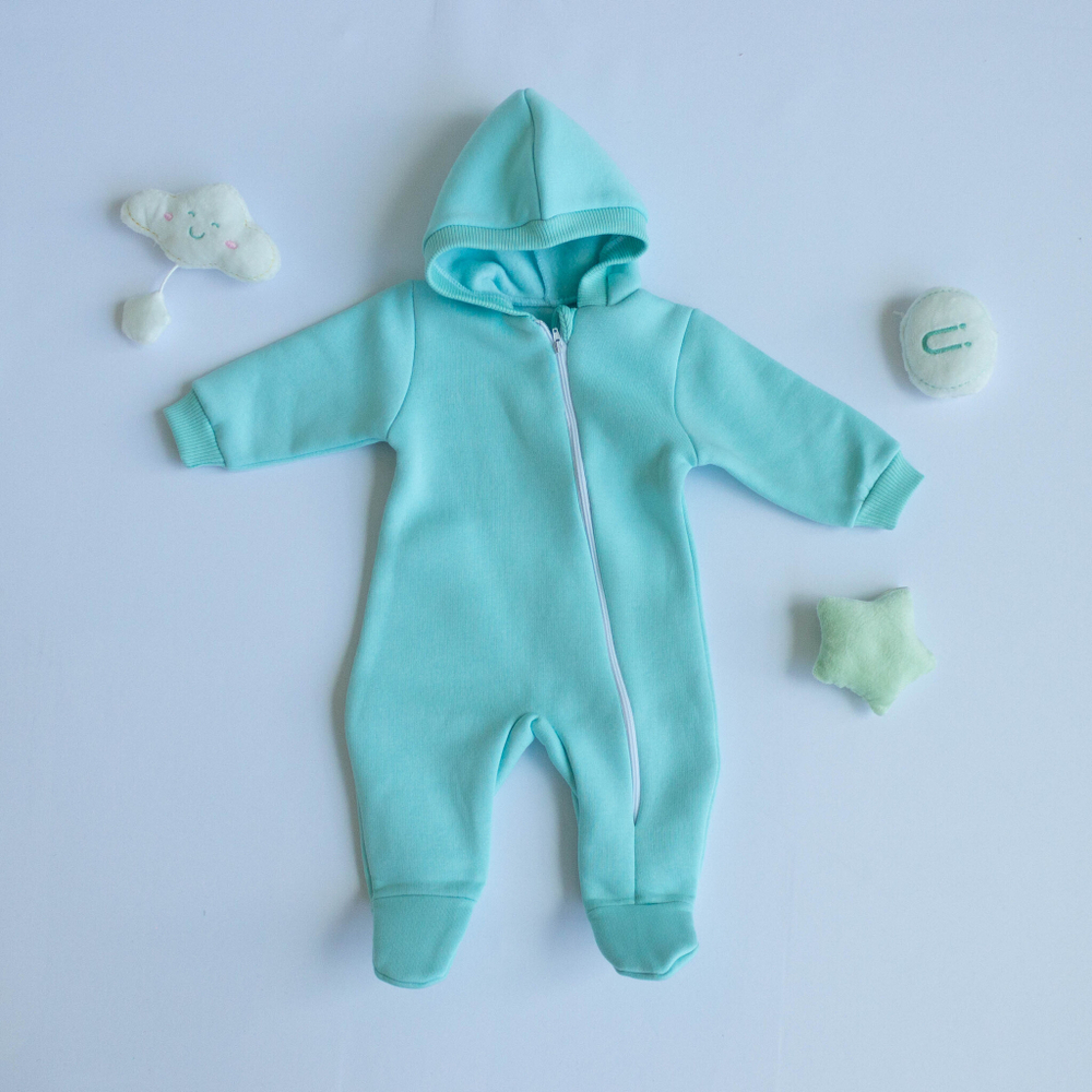 Комбинезон с молнией (капюшон, манжеты, закрытые ножки) для малышей