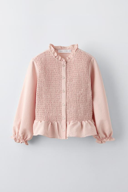 ZARA РУБАШКА С ЭЛАСТИЧНЫМИ ДЕТАЛЯМИ, РОЗОВЫЙ