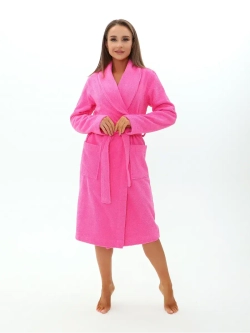 Халат женский махровый "Элит" с воротником шалькой, цвет: 105-Ярко-розовый