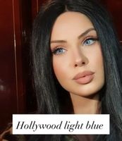Голубые линзы с окантовкой Маркиза (Marquise ) Hollywood light blue / Цветные линзы для светлых и темных глаз /12 месяцев