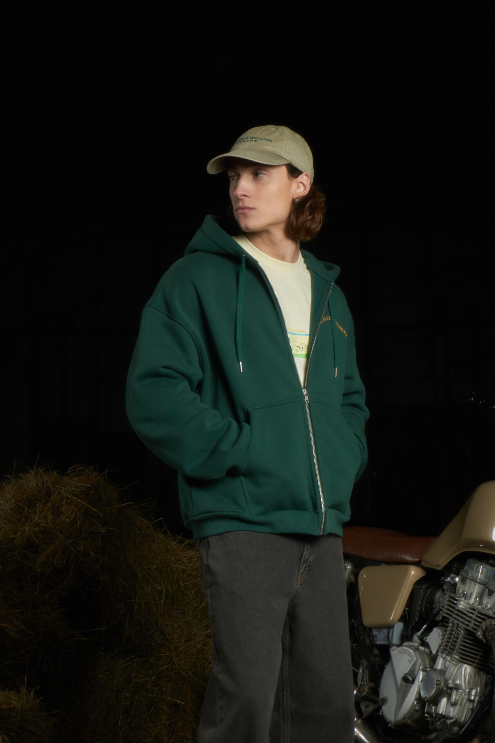 Худи Called a Garment Stamp Heavy Cotton Zip Hoodie "Dark Green"