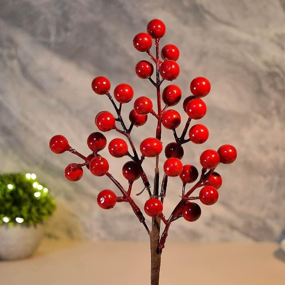 Украшение новогоднее "Ветка Красочная зима" 25см