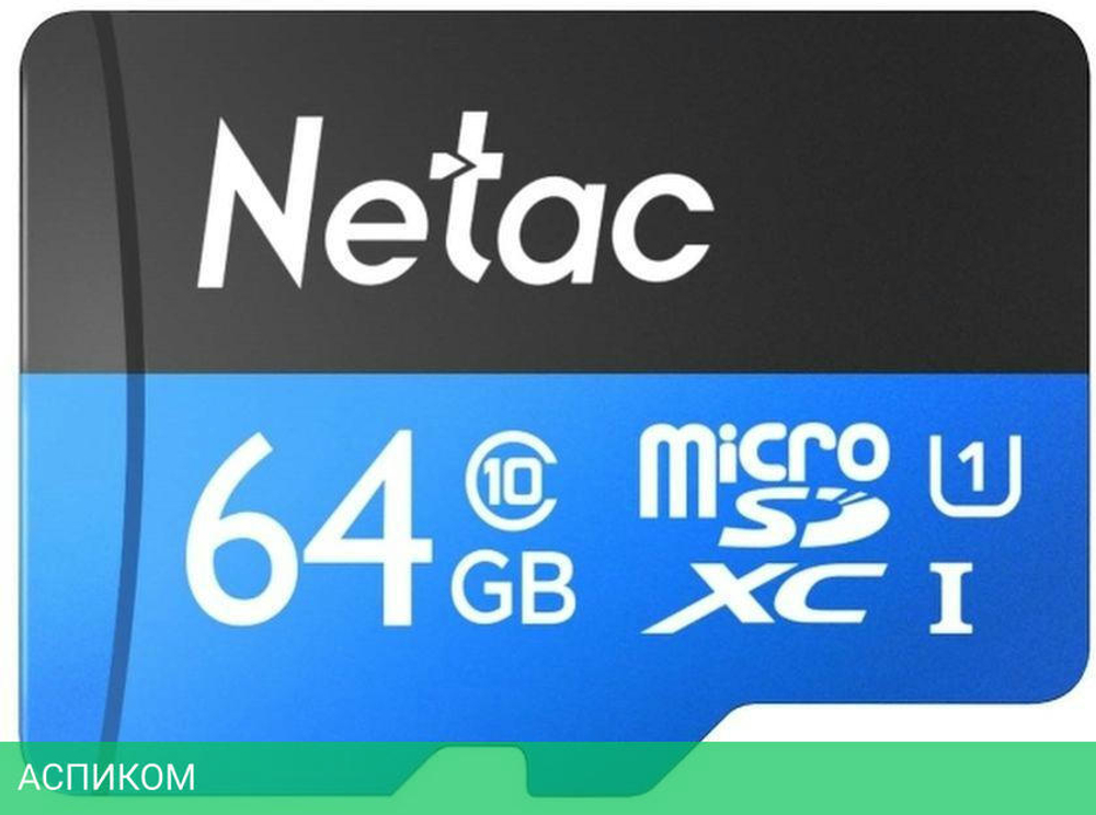Карта памяти Netac P500 Standard 64GB + адаптер (NT02P500STN-064G-R)