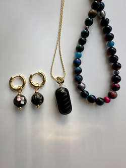 Серьги Диско Блек из перламутра