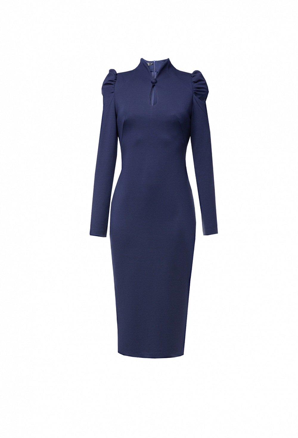 Трикотажное облегающее платье на молнии синее 05-01-23 FW
