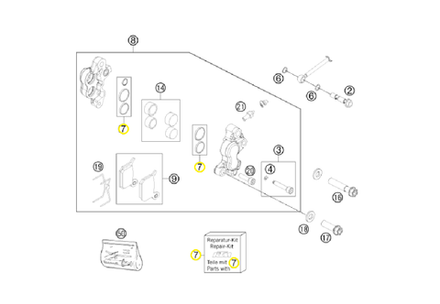 Манжета переднего тормозного суппорта KTM, HQV, GASGAS MC-50 к-кт