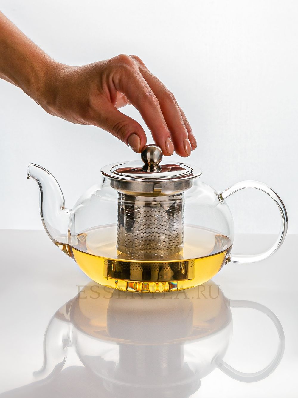 Чайник стеклянный "Хуабан-средний" с металлической колбой 600 мл