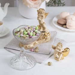 Сахарница стеклянная с крышкой Ангел Роуз Айвори