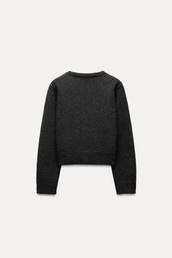 ZARA КАРДИГАН ОБЛЕГАЮЩЕГО КРОЯ, СЕРЫЙ С МЕЛАНЖЕВЫМ ЭФФЕКТОМ